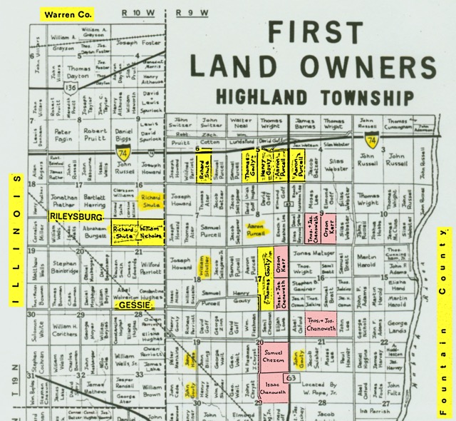 1st Land Owners Highland      township Vermillion Co, IN