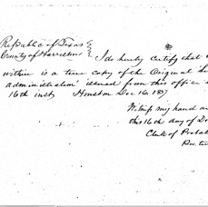 Clerk of Probate Copy of Original Letters of Admin 