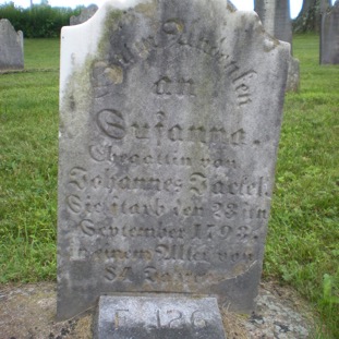 Susanna Heydrick Yeakel E-126 wife of Johannes Heinrich Jackel tombstone