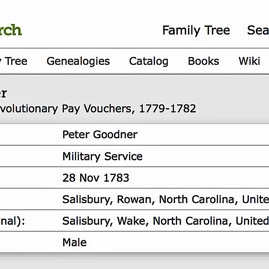 Peter Goodner pay voucher from NC 