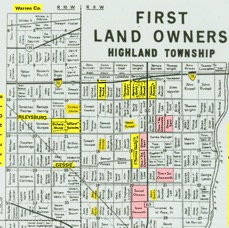 1st Land Owners Highland      township Vermillion Co, IN