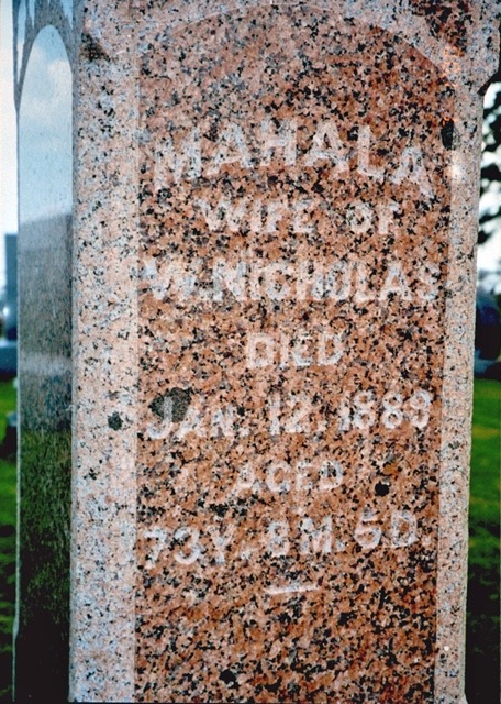 Mahala Shute tombstone  