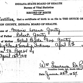 birth certificate Mavis L Gouty 4-11-18 