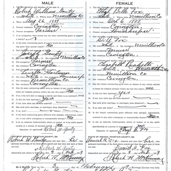 Ethel B Fox Robert W Gouty marriage license p1 