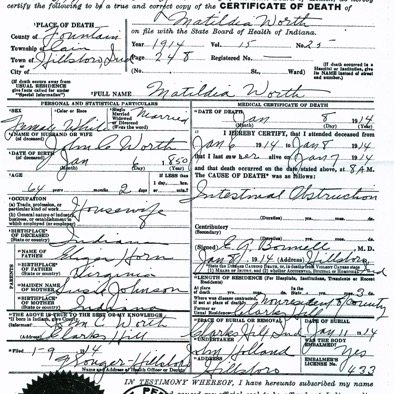 Military File #5 Matilda Horn Worth Death Certificate .jpg