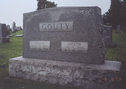 Joseph P Gouty Mary Luella Hartman tombstone